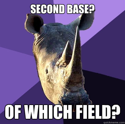 Second base? Of which field?  Sexually Oblivious Rhino