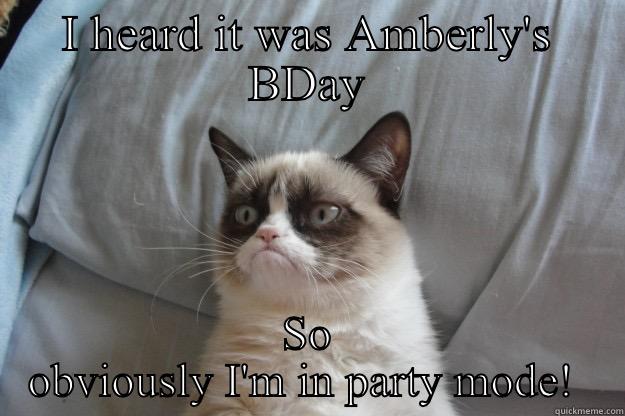 I HEARD IT WAS AMBERLY'S BDAY SO OBVIOUSLY I'M IN PARTY MODE!  Grumpy Cat