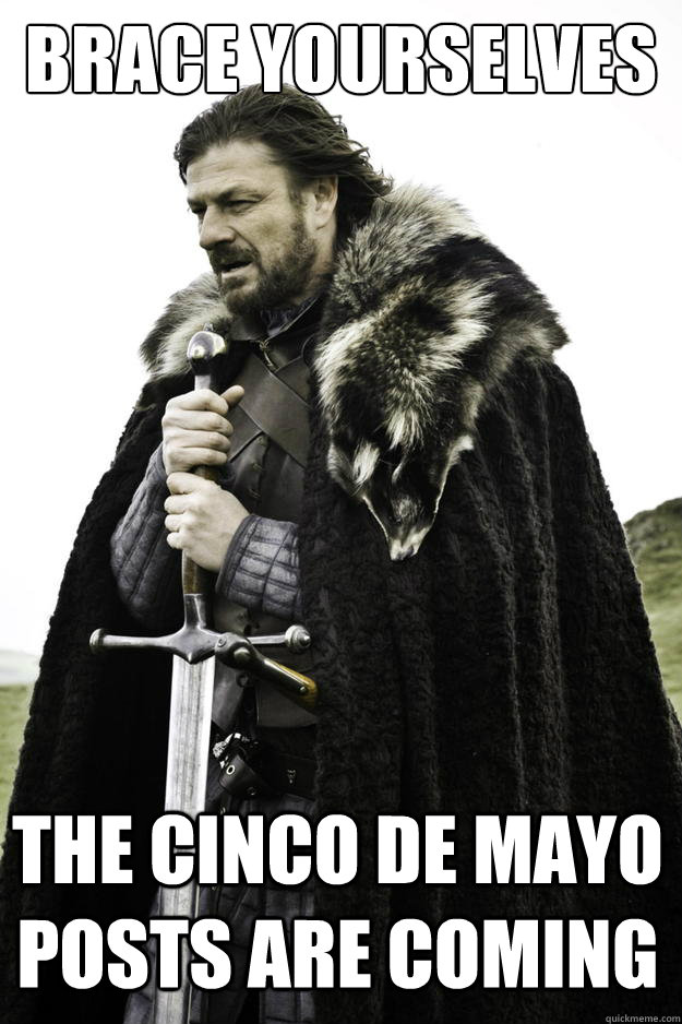 Brace Yourselves The cinco de mayo posts are coming  Winter is coming