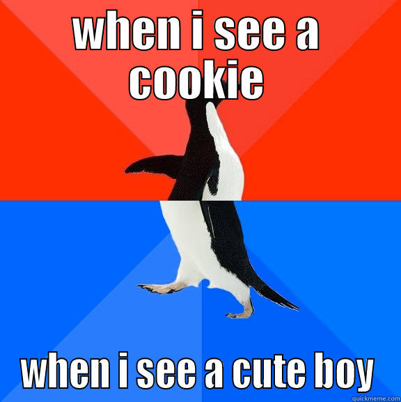 WHEN I SEE A COOKIE WHEN I SEE A CUTE BOY Socially Awesome Awkward Penguin