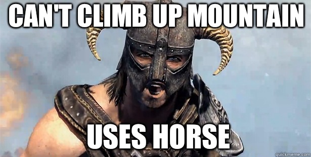 Can't climb up mountain Uses horse  skyrim