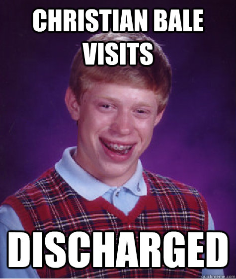 Christian Bale visits Discharged  Bad Luck Brian