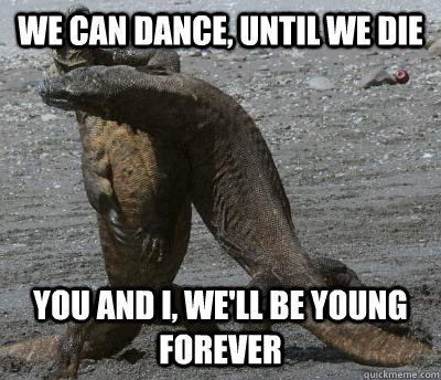 We can dance, until we die You and i, we'll be young forever - We can dance, until we die You and i, we'll be young forever  Misc