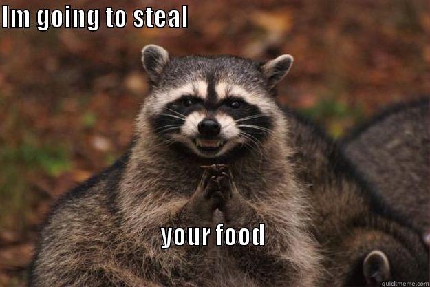 IM GOING TO STEAL                                                                                         YOUR FOOD                                                                                Evil Plotting Raccoon