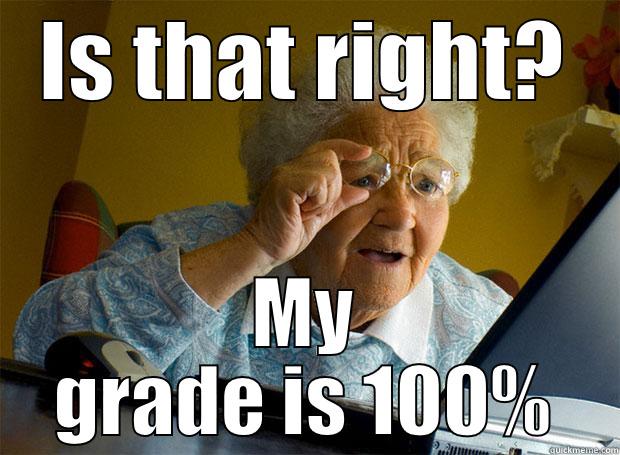 IS THAT RIGHT? MY GRADE IS 100% Grandma finds the Internet