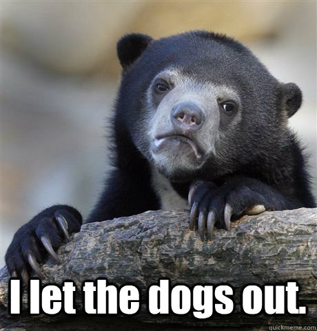  I let the dogs out. -  I let the dogs out.  Confession Bear