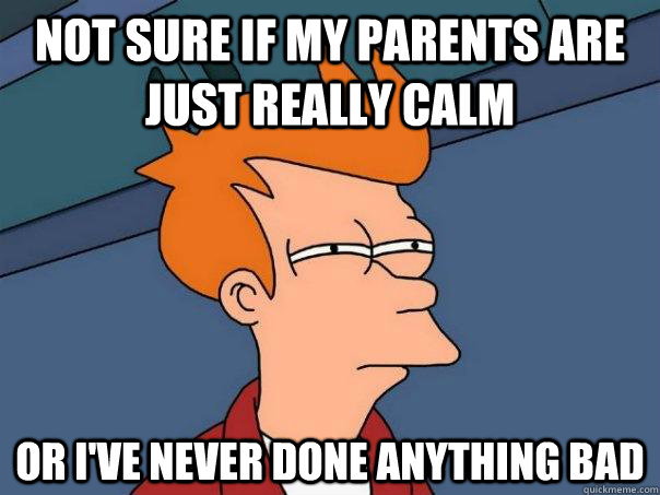 Not sure if my parents are just really calm Or i've never done anything bad - Not sure if my parents are just really calm Or i've never done anything bad  Futurama Fry