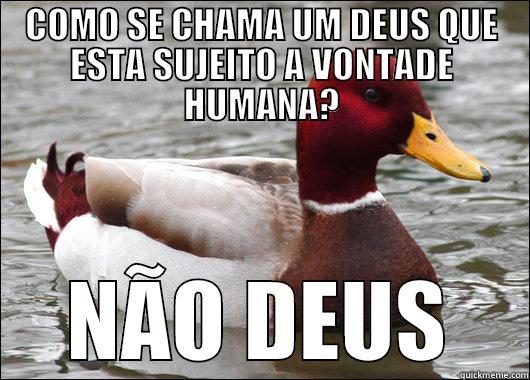 COMO SE CHAMA UM DEUS QUE ESTA SUJEITO A VONTADE HUMANA? NÃO DEUS Malicious Advice Mallard