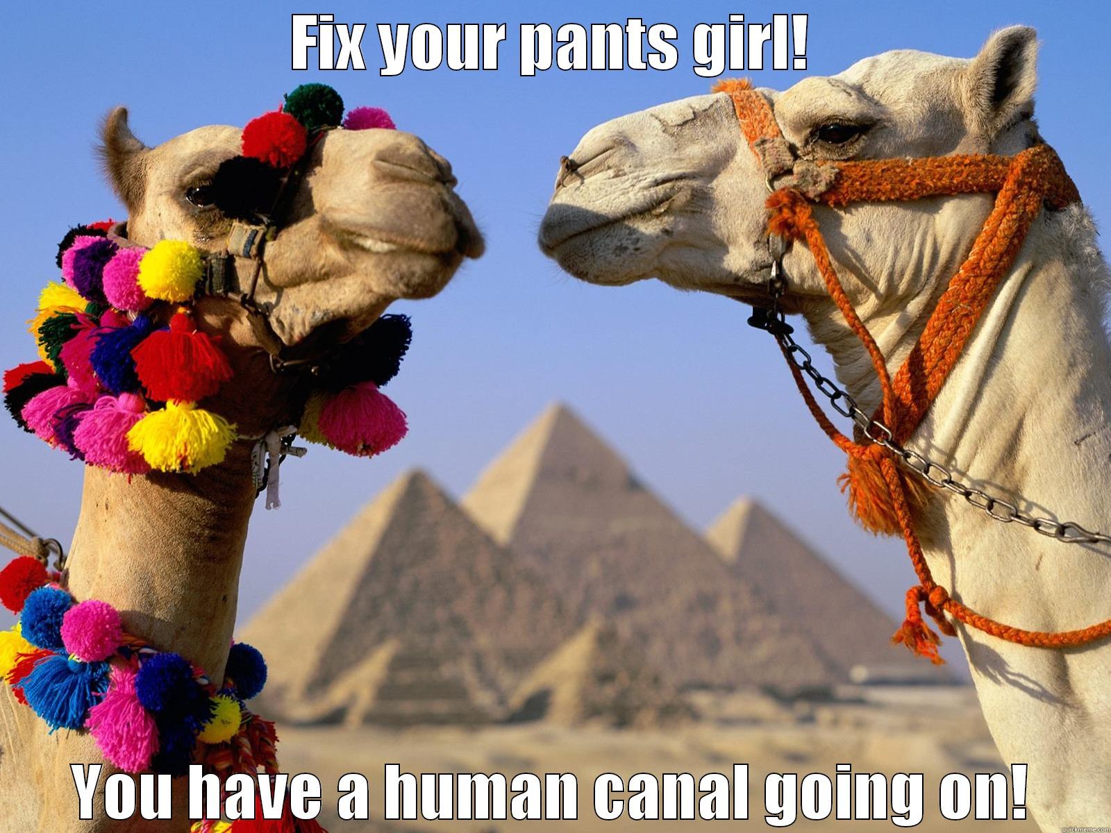 FIX YOUR PANTS GIRL! YOU HAVE A HUMAN CANAL GOING ON! Misc