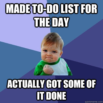 Made to-do list for the day actually got some of it done  Success Kid