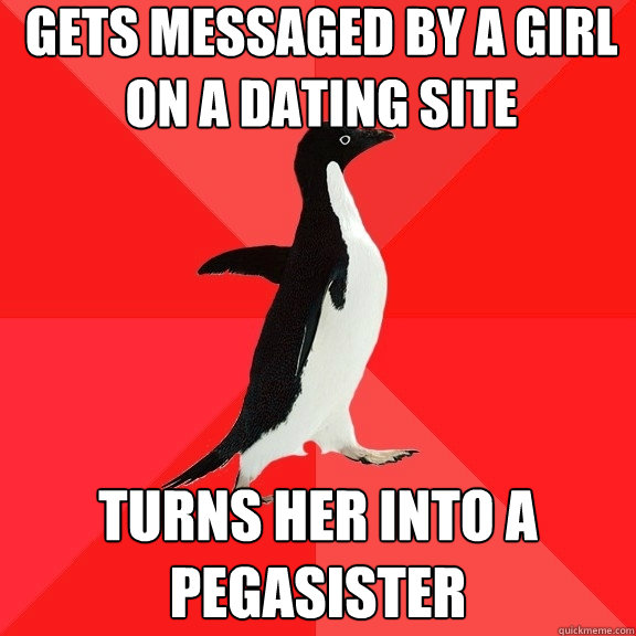 gets messaged by a girl on a dating site turns her into a pegasister  Socially Awesome Penguin