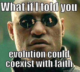 WHAT IF I TOLD YOU  EVOLUTION COULD COEXIST WITH FAITH Matrix Morpheus