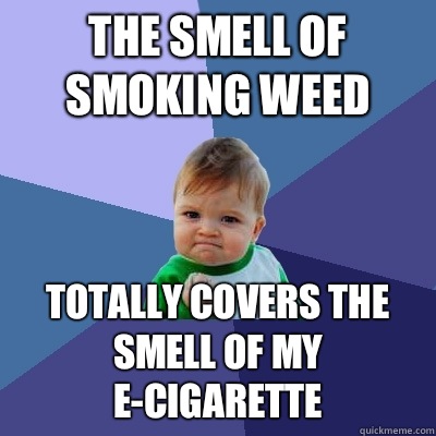 The smell of smoking weed Totally covers the smell of my e-cigarette  Success Kid