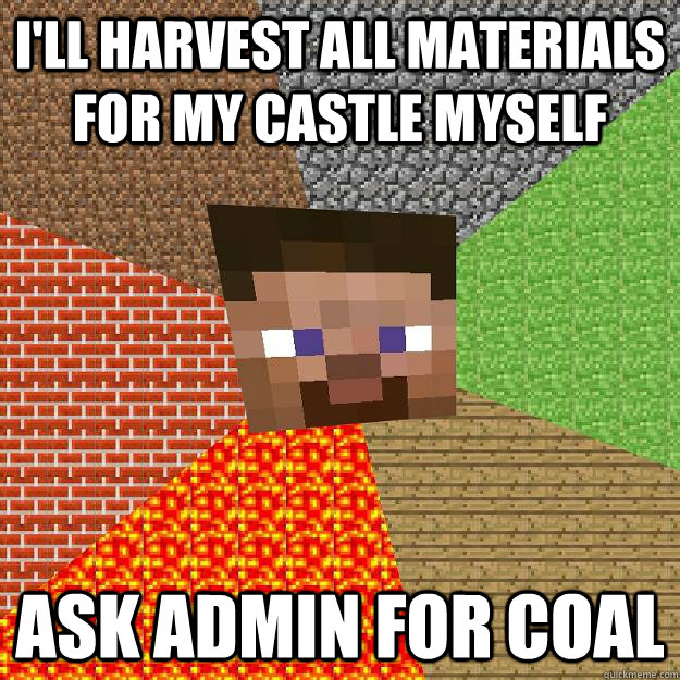 I'LL HARVEST ALL MATERIALS FOR MY CASTLE MYSELF ASK ADMIN FOR COAL  Minecraft