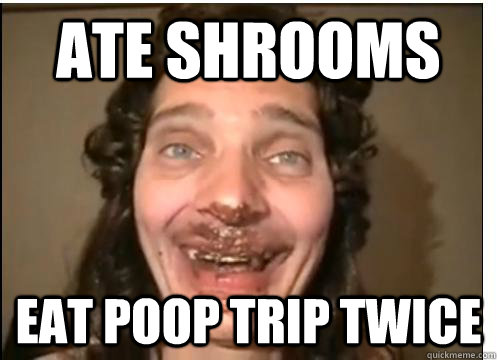 ATE SHROOMS EAT POOP TRIP TWICE  