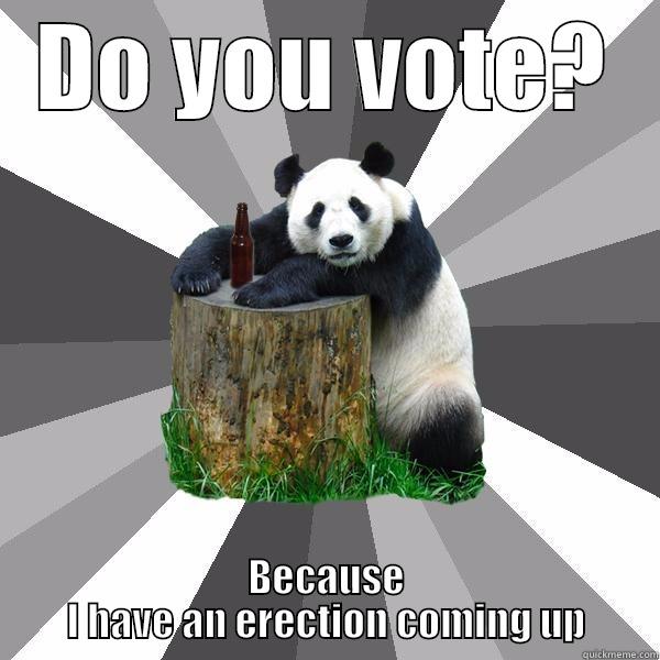 DO YOU VOTE? BECAUSE I HAVE AN ERECTION COMING UP Pickup-Line Panda