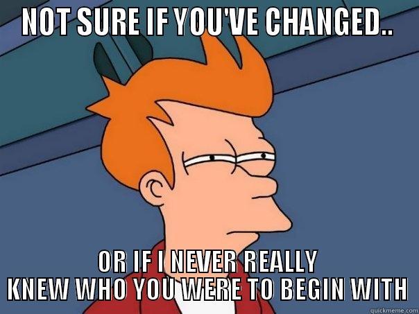 youve changed - NOT SURE IF YOU'VE CHANGED.. OR IF I NEVER REALLY KNEW WHO YOU WERE TO BEGIN WITH Futurama Fry