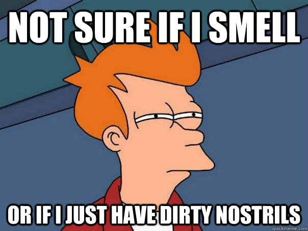 Not sure if I smell Or if i just have dirty nostrils  Futurama Fry