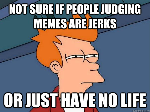 not sure if people judging memes are jerks or just have no life - not sure if people judging memes are jerks or just have no life  Futurama Fry