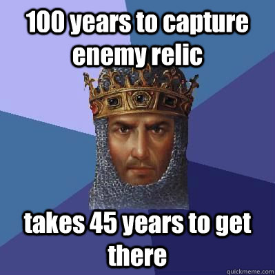 100 years to capture enemy relic takes 45 years to get there  Age of Empires