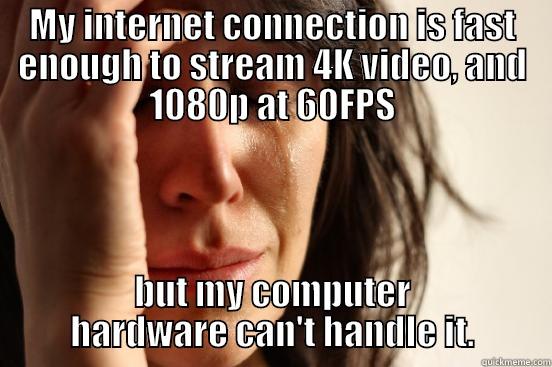 MY INTERNET CONNECTION IS FAST ENOUGH TO STREAM 4K VIDEO, AND 1080P AT 60FPS BUT MY COMPUTER HARDWARE CAN'T HANDLE IT. First World Problems