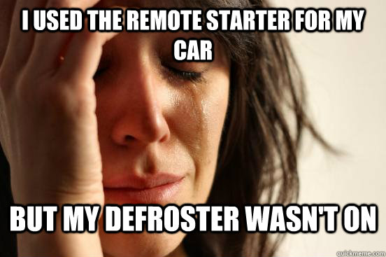 I used the remote starter for my car but my defroster wasn't on - I used the remote starter for my car but my defroster wasn't on  First World Problems