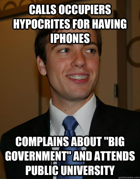 Calls occupiers hypocrites for having iPhones Complains about 