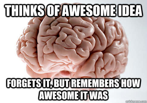 Thinks of Awesome Idea Forgets it, but remembers how awesome it was  Scumbag Brain