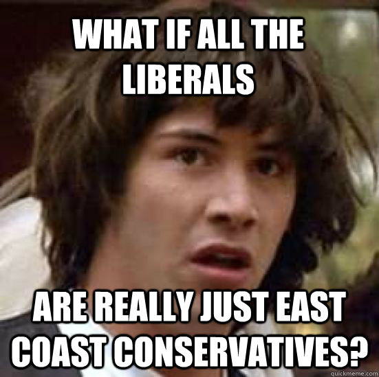 What if all the Liberals are really just east coast conservatives?  conspiracy keanu