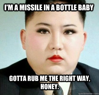 I'm a missile in a bottle baby Gotta rub me the right way, honey. - I'm a missile in a bottle baby Gotta rub me the right way, honey.  Misc