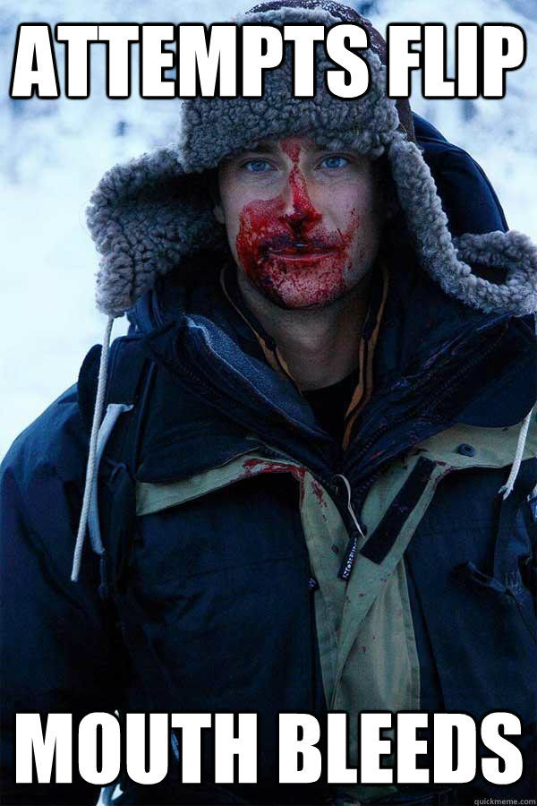 Attempts flip mouth bleeds  Bear Grylls