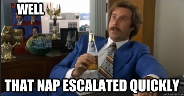 That Nap escalated quickly well  Ron Burgandy escalated quickly