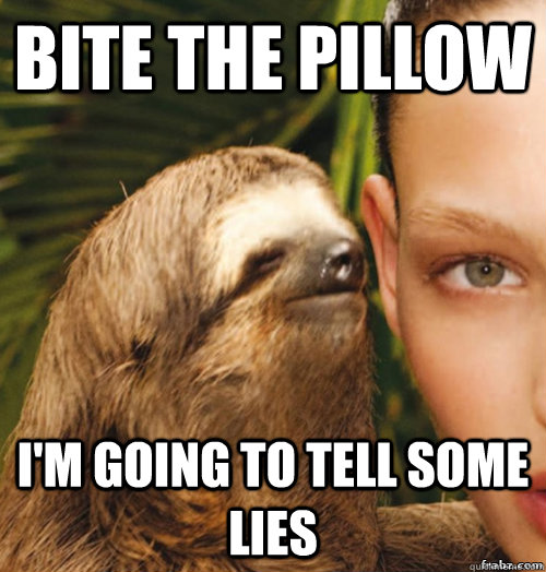 bite the pillow i'm going to tell some lies  rape sloth