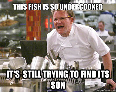 this fish is so undercooked  it's  still trying to find its son  Chef Ramsay