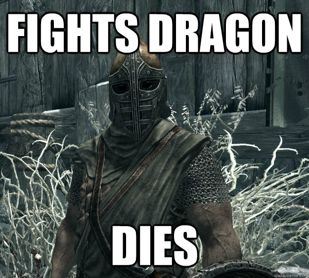 Fights dragon dies  Skyrim Guard