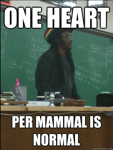 One heart per mammal is normal  Rasta Science Teacher