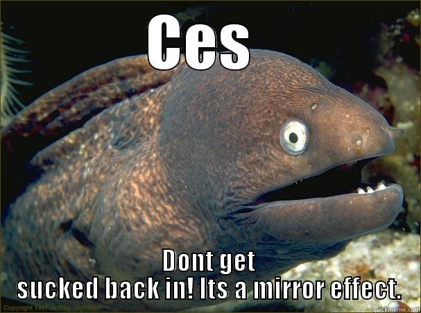 CES  DONT GET SUCKED BACK IN! ITS A MIRROR EFFECT. Bad Joke Eel