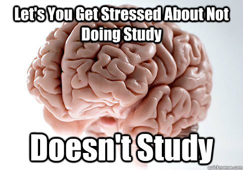 Let's You Get Stressed About Not Doing Study Doesn't Study   Scumbag Brain