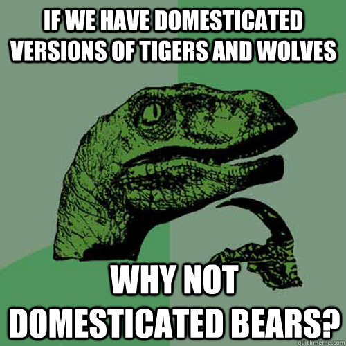 if we have domesticated versions of tigers and wolves why not domesticated bears?  Philosoraptor