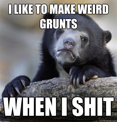 I like to make weird grunts when I shit  Confession Bear