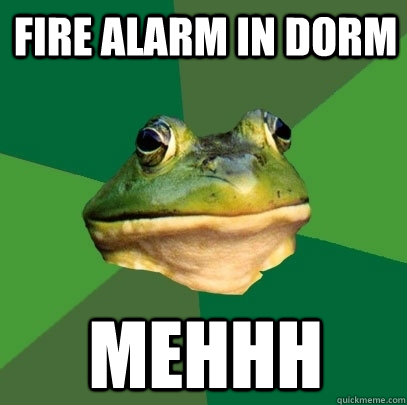 Fire alarm in dorm mehhh - Fire alarm in dorm mehhh  Foul Bachelor Frog