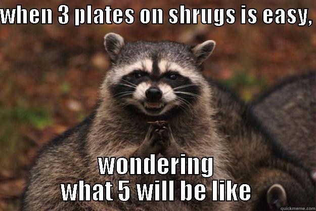 WHEN 3 PLATES ON SHRUGS IS EASY,  WONDERING WHAT 5 WILL BE LIKE Evil Plotting Raccoon