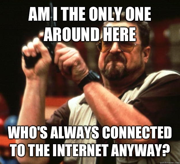 AM I THE ONLY ONE AROUND HERE WHO'S ALWAYS CONNECTED TO THE INTERNET ANYWAY?  Angry Walter