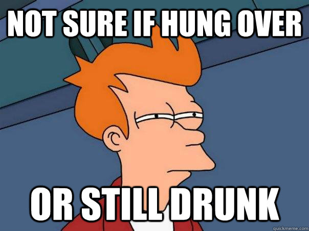 not sure if hung over or still drunk  Futurama Fry