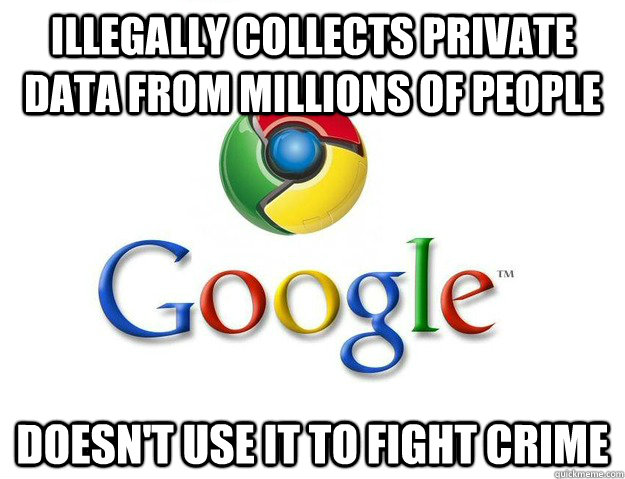 Illegally collects private data from millions of people Doesn't use it to fight crime  