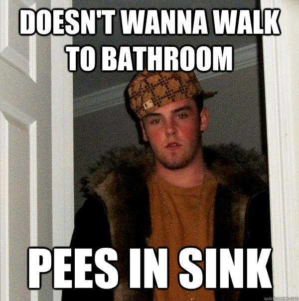 Doesn't wanna walk to bathroom Pees in sink  Scumbag Steve