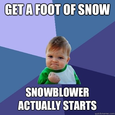 Get a foot of snow Snowblower actually starts - Get a foot of snow Snowblower actually starts  Success Kid