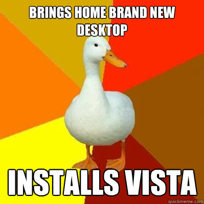 brings home brand new desktop installs vista  Tech Impaired Duck