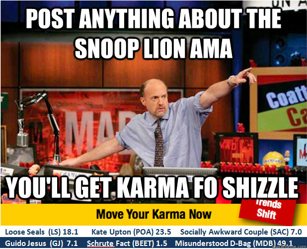 Post anything about the snoop lion ama you'll get karma fo shizzle  