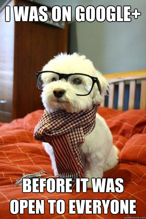 I WAS ON GOOGLE+ BEFORE IT WAS OPEN TO EVERYONE  Hipster Dog